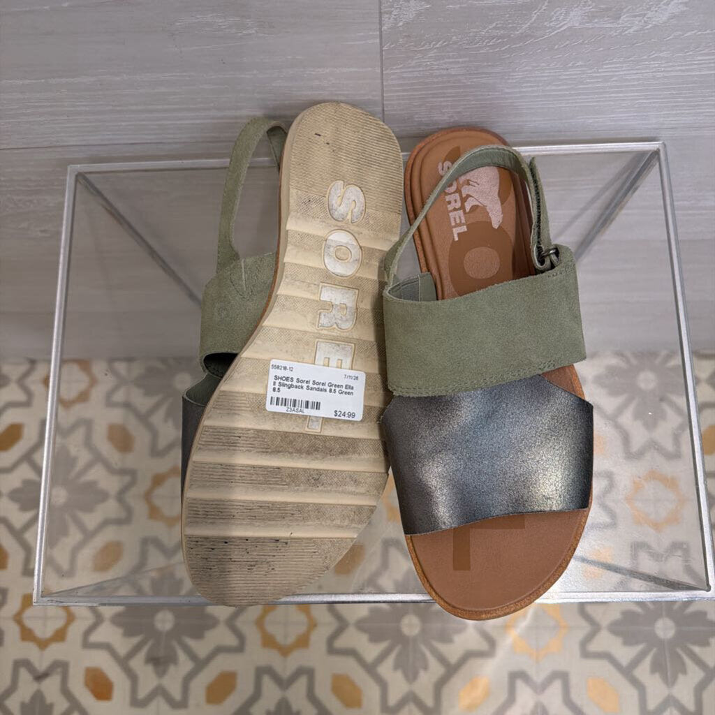 Sorel Green Ella II Slingback Sandals 8.5