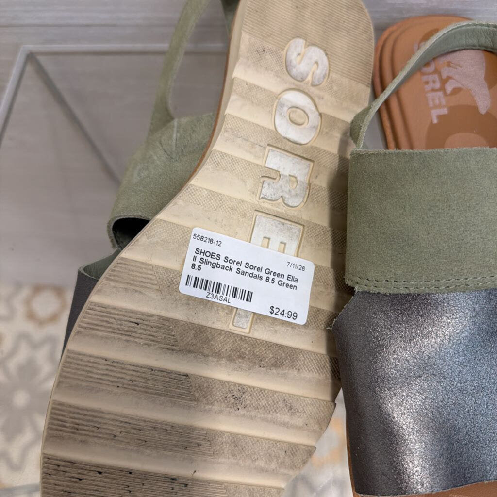 Sorel Green Ella II Slingback Sandals 8.5
