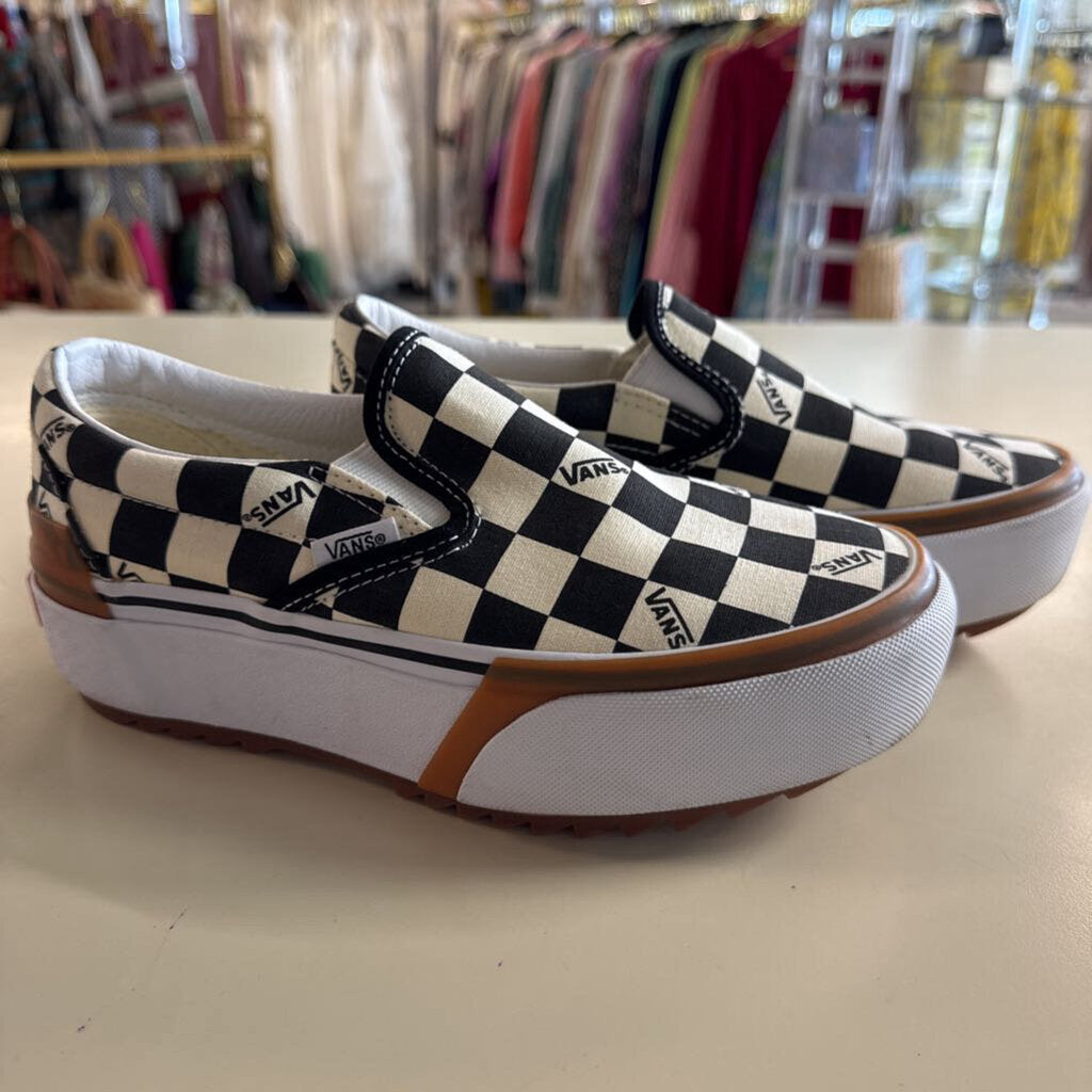 Vans Black/ White Checkerboard Stacked Slip On Sneakers 6