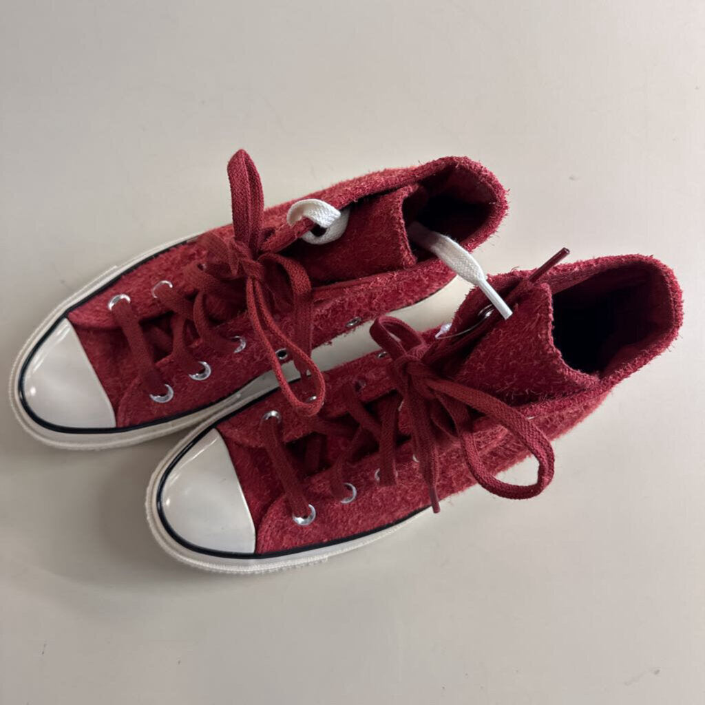 Converse Chuck 70 High Top Red Textured Suede Sneakers 5.5