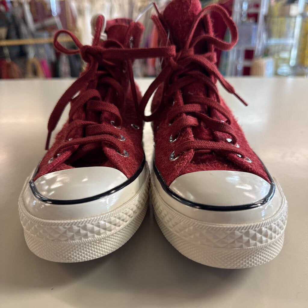 Converse Chuck 70 High Top Red Textured Suede Sneakers 5.5