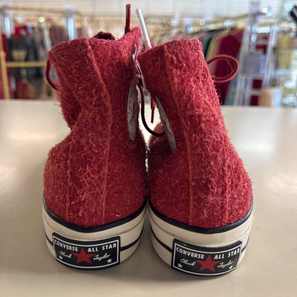 Converse Chuck 70 High Top Red Textured Suede Sneakers 5.5