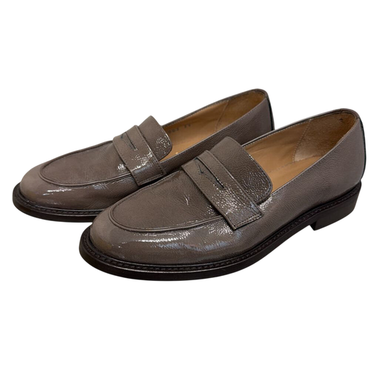 Pascucci Grey Patent Leather Penny Loafers 36