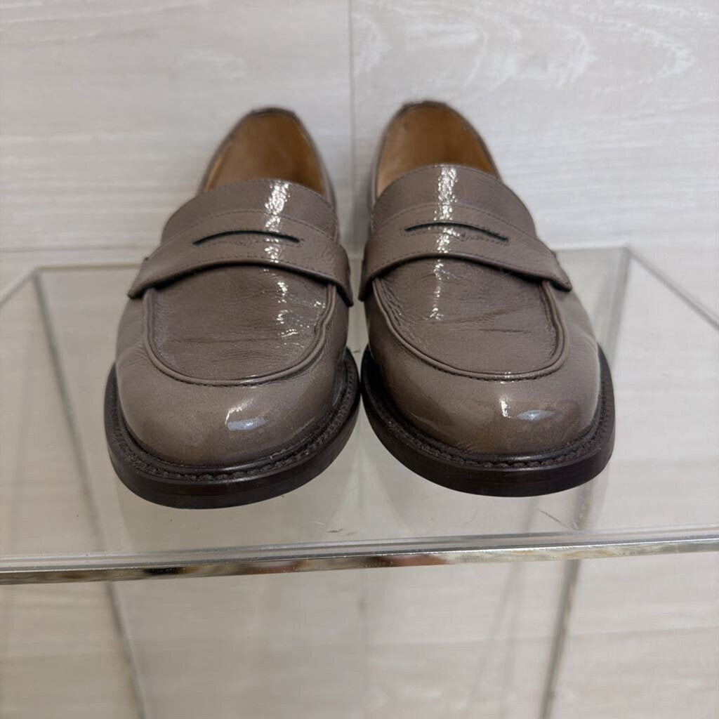 Pascucci Grey Patent Leather Penny Loafers 36