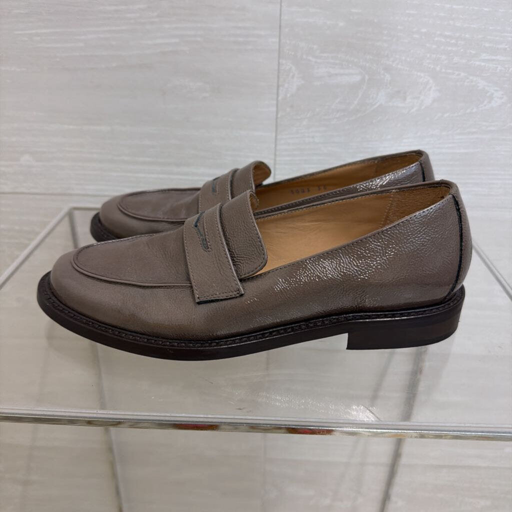 Pascucci Grey Patent Leather Penny Loafers 36