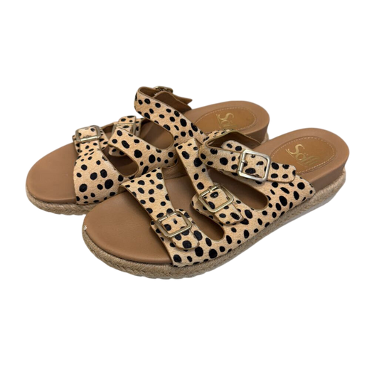 Sofft Beige/ Black Print Triple Strap Breeze Slide Sandals 6