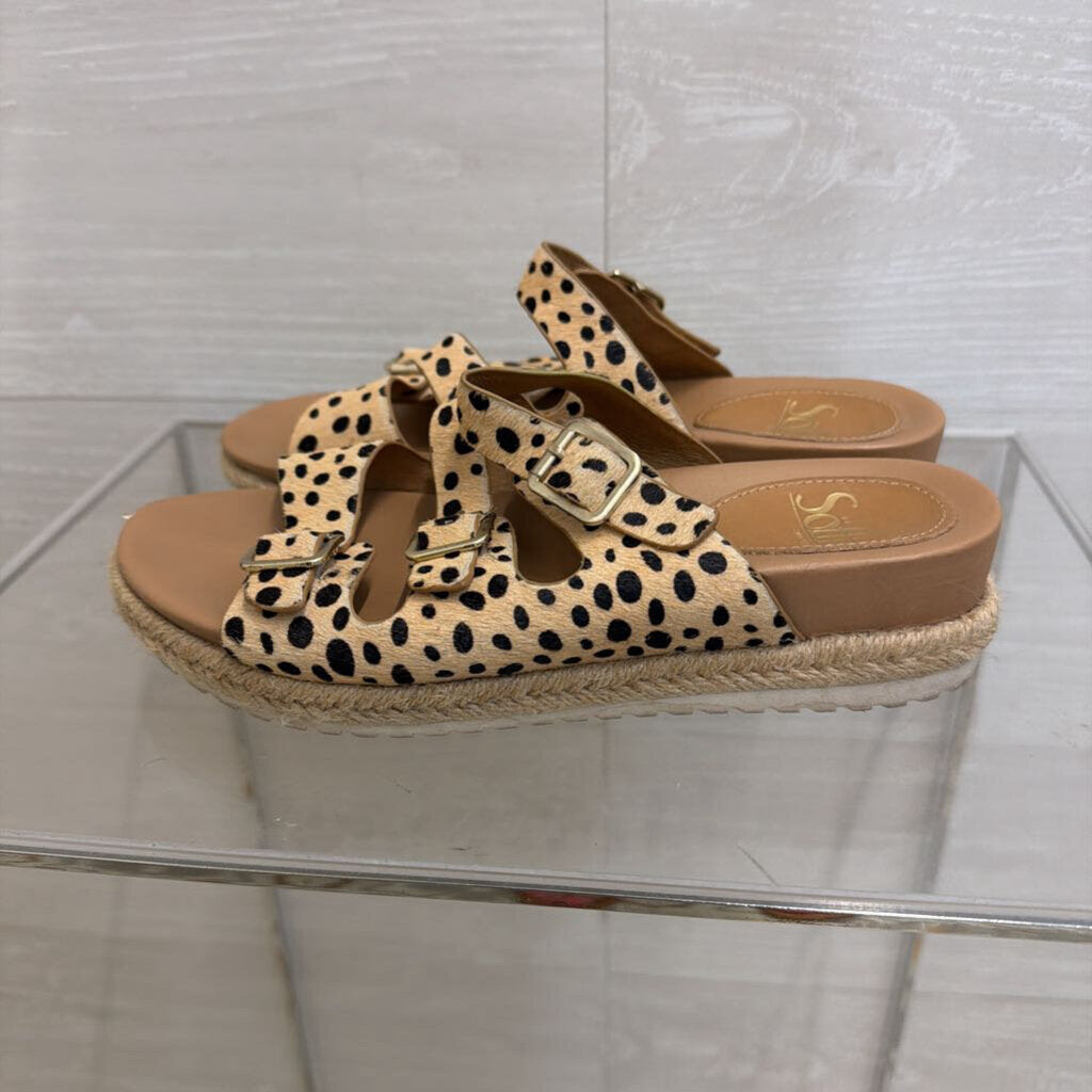 Sofft Beige/ Black Print Triple Strap Breeze Slide Sandals 6