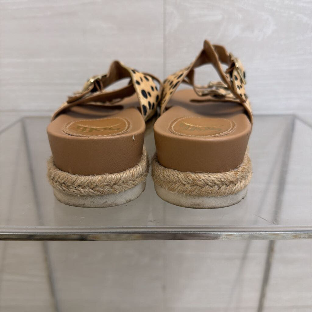 Sofft Beige/ Black Print Triple Strap Breeze Slide Sandals 6