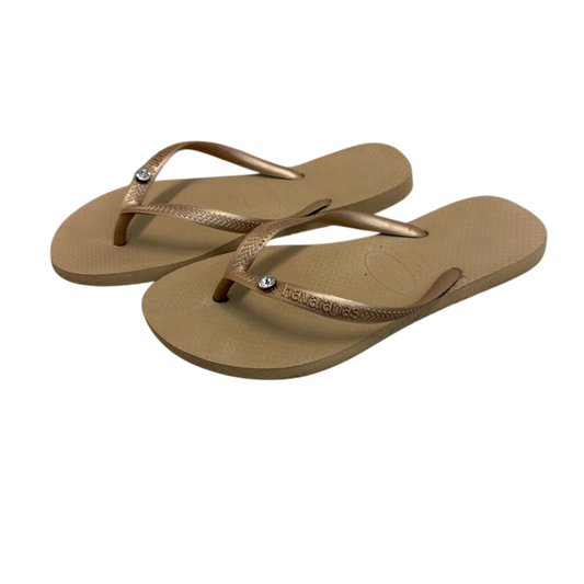 Havaianas Gold Slim Crystal Glamour Flip Flops 35-36