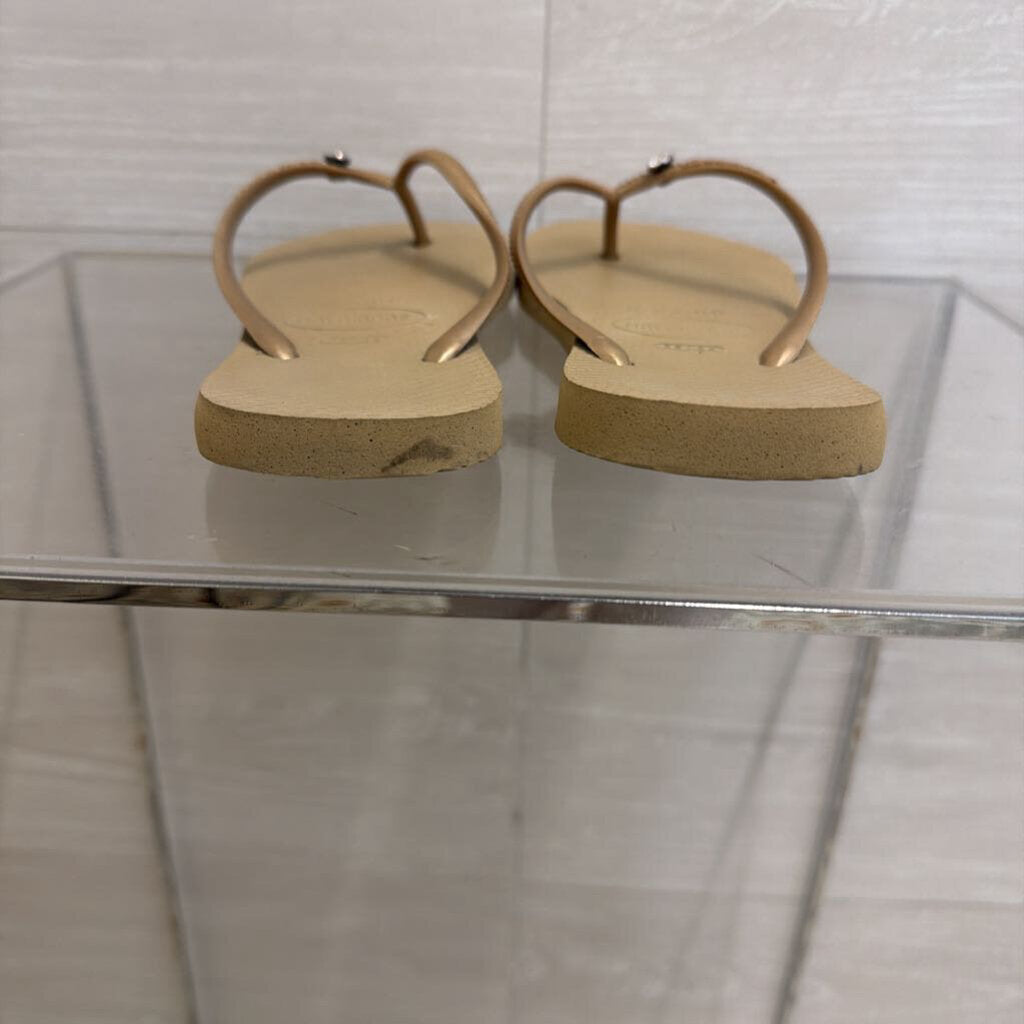 Havaianas Gold Slim Crystal Glamour Flip Flops 35-36