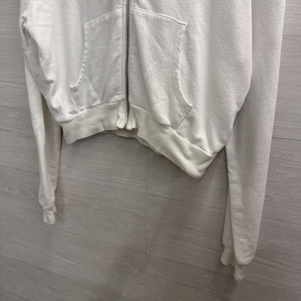 Lauren Moshi White/ Multi Bright Print Cropped Hoodie Small