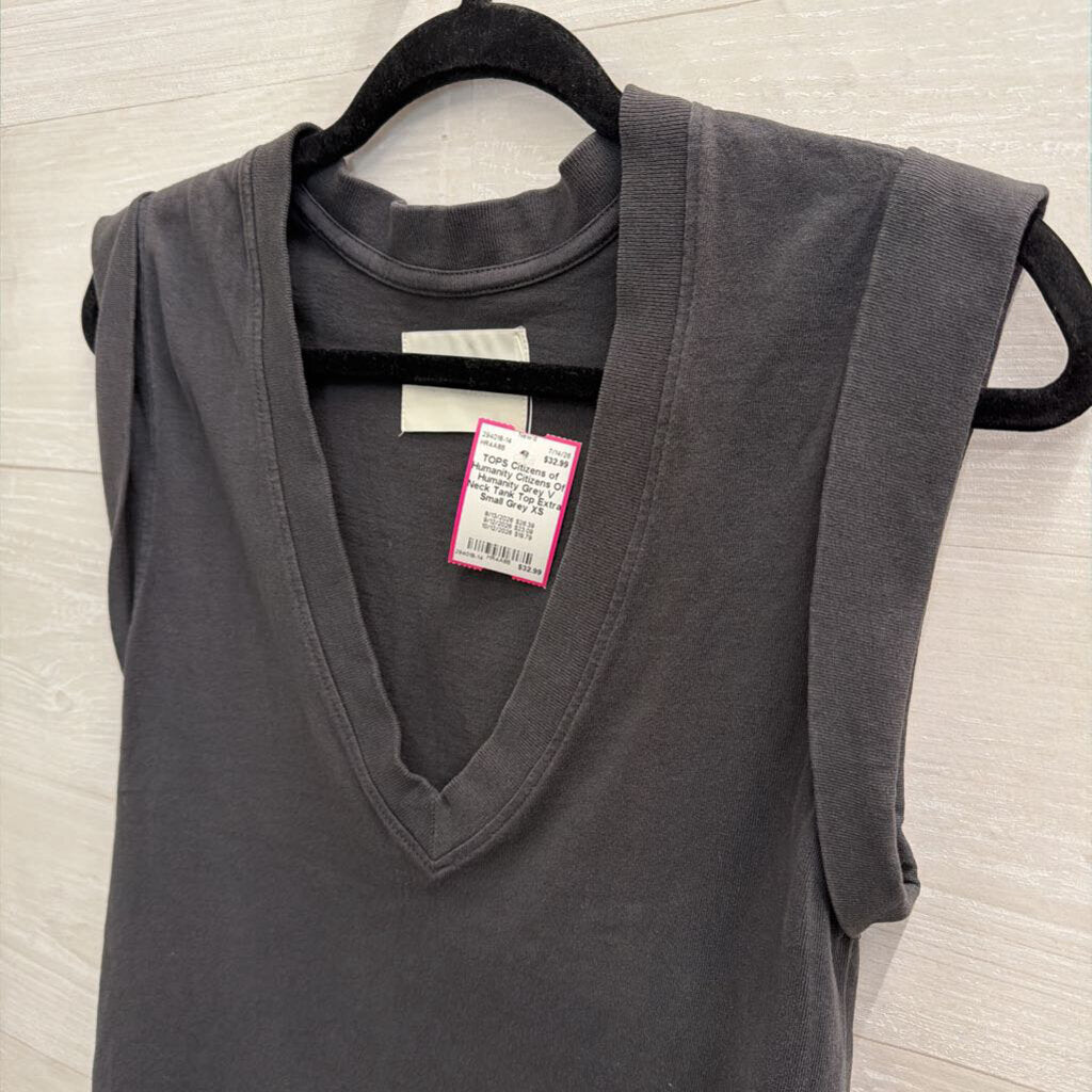 Citizens Of Humanity Grey V Neck Tank Top Extra Small