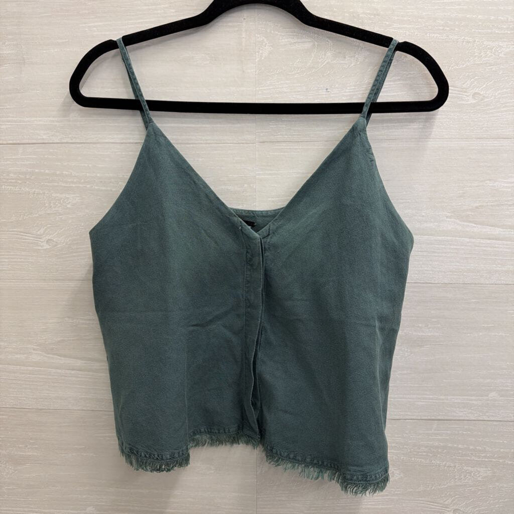 YFB Green Cropped Button Front Tank Top Medium