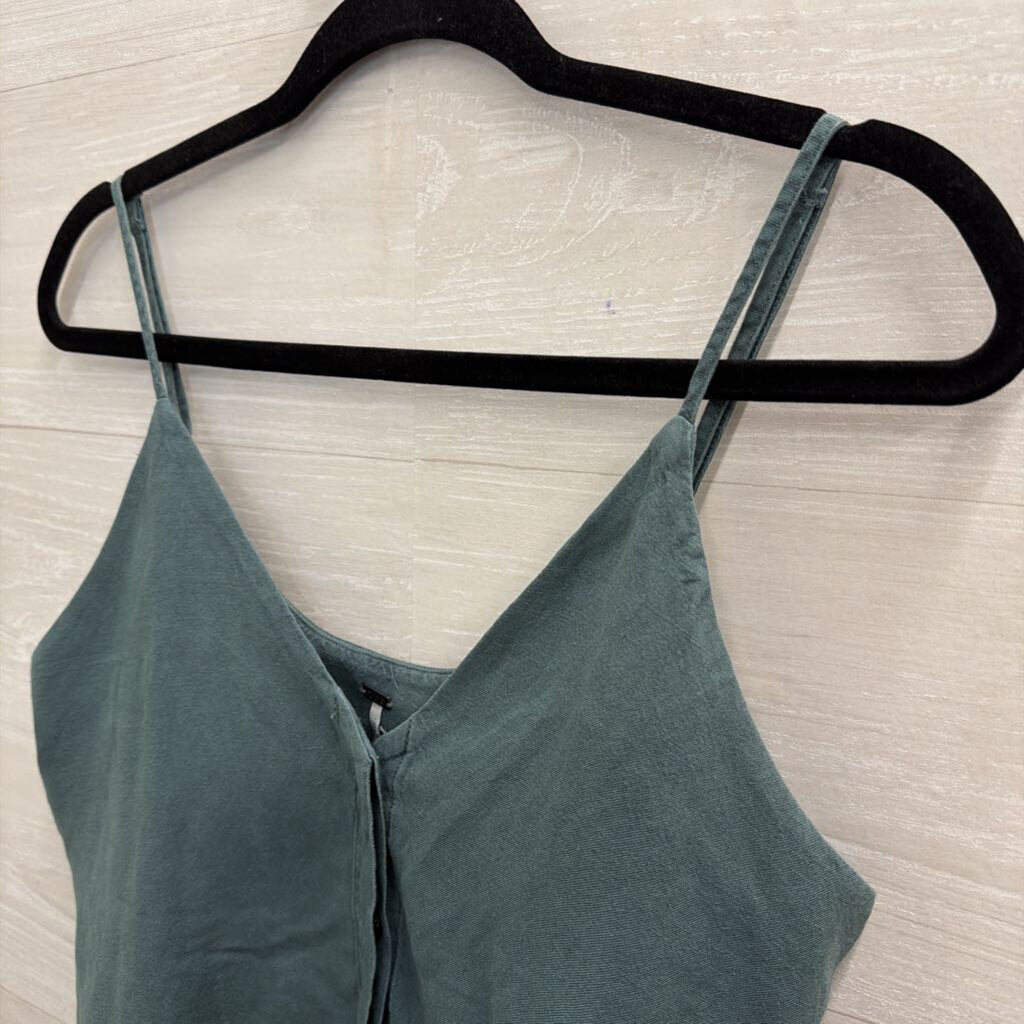 YFB Green Cropped Button Front Tank Top Medium