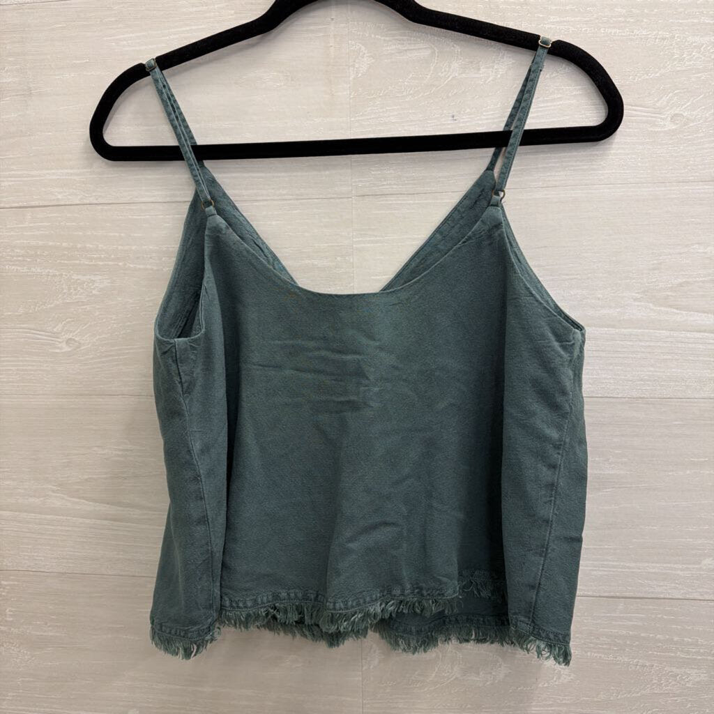 YFB Green Cropped Button Front Tank Top Medium