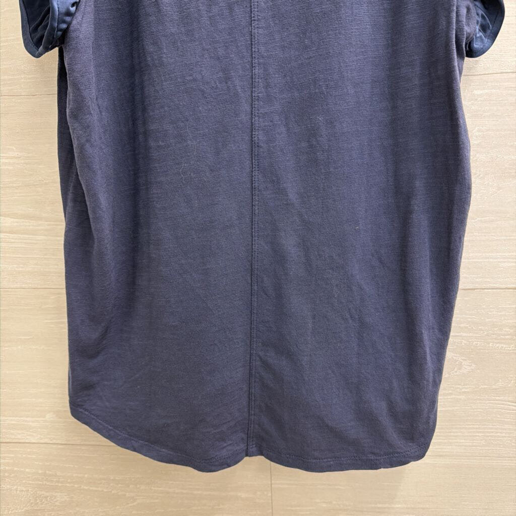 Melissa Nepton Navy Short Ruffle Sleeve Top Extra Small