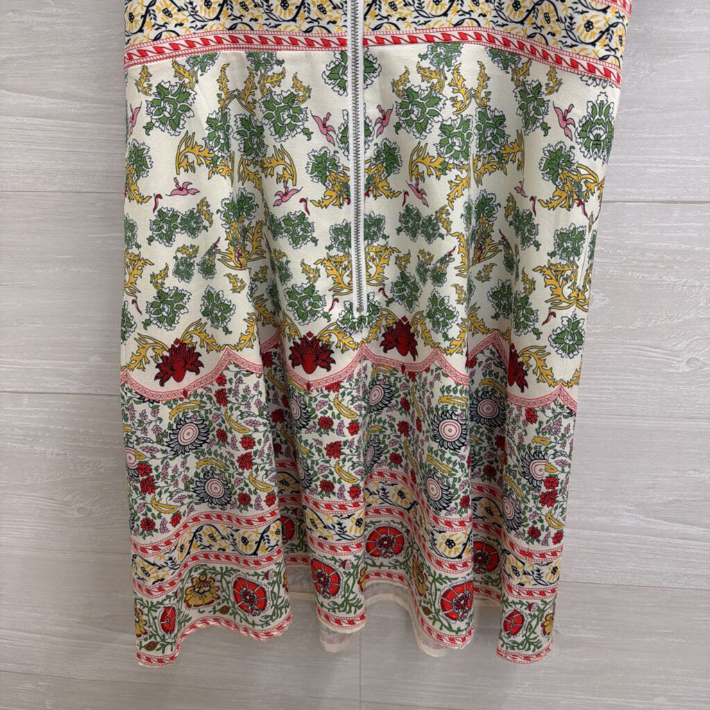Beulah White/ Multi Print Short Puff Sleeve Dress Small