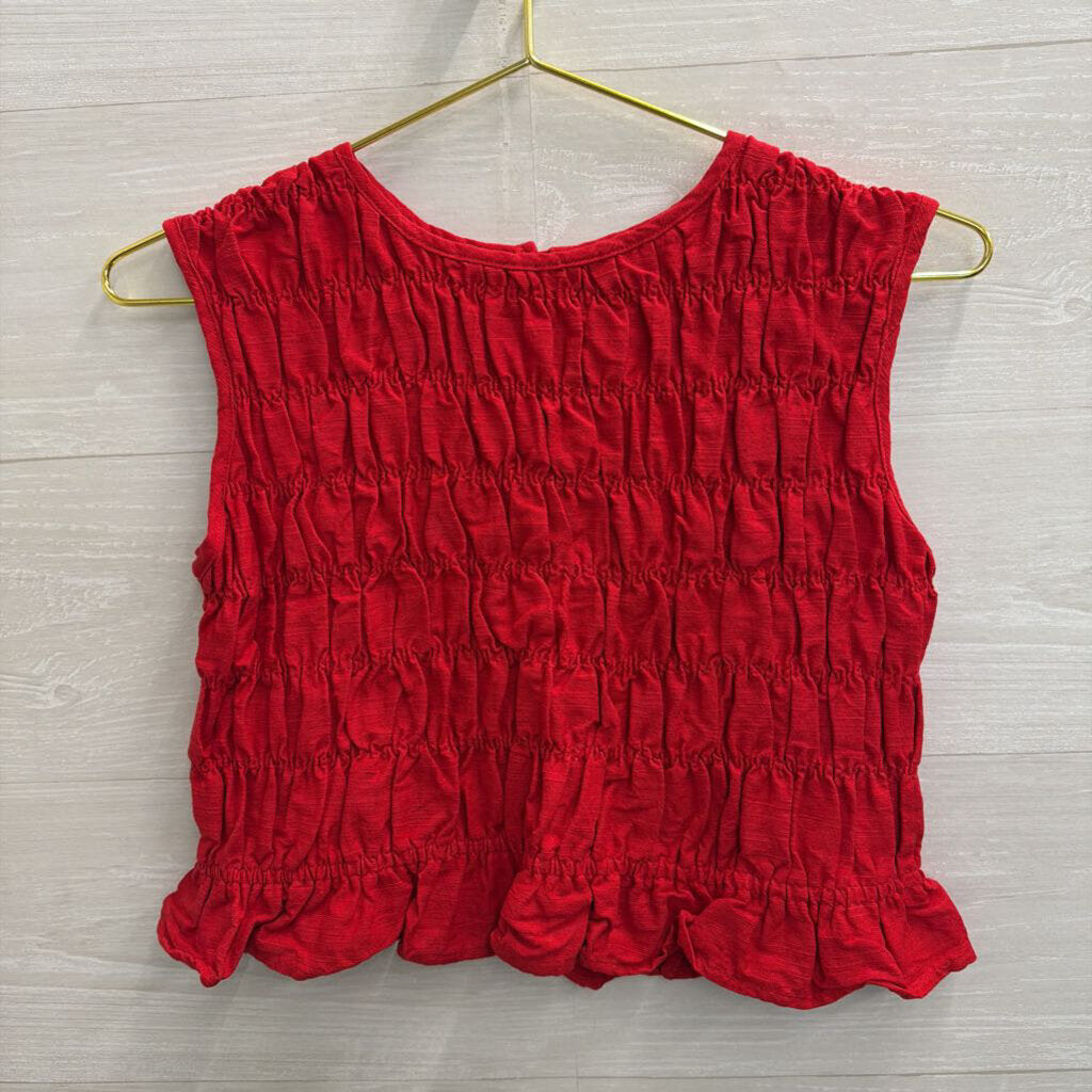 All Row Red Textured Cropped Tank Top Small