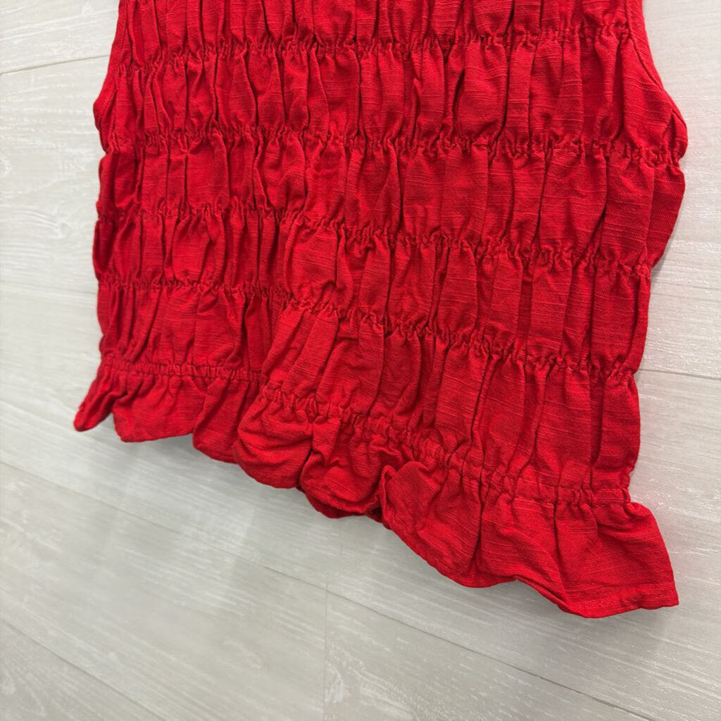 All Row Red Textured Cropped Tank Top Small