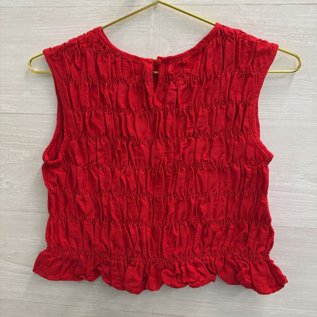 All Row Red Textured Cropped Tank Top Small