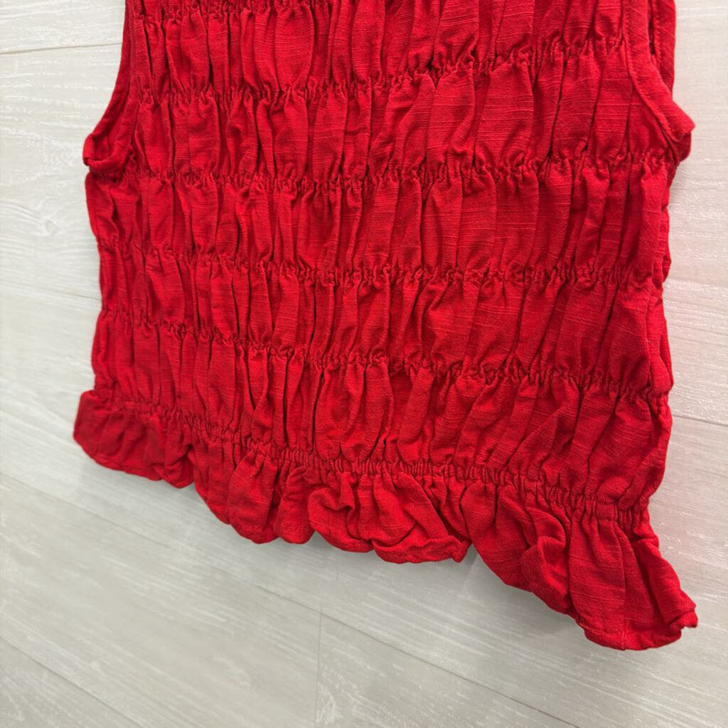All Row Red Textured Cropped Tank Top Small