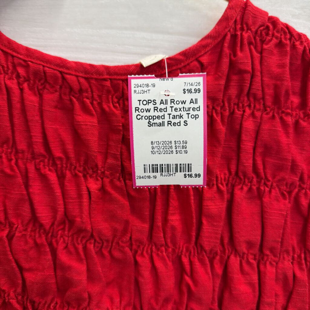 All Row Red Textured Cropped Tank Top Small
