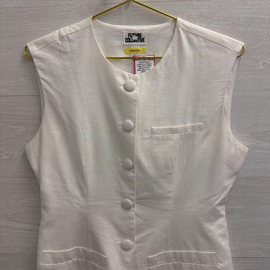 Future Collective White Button Front Sleeveless Top 6