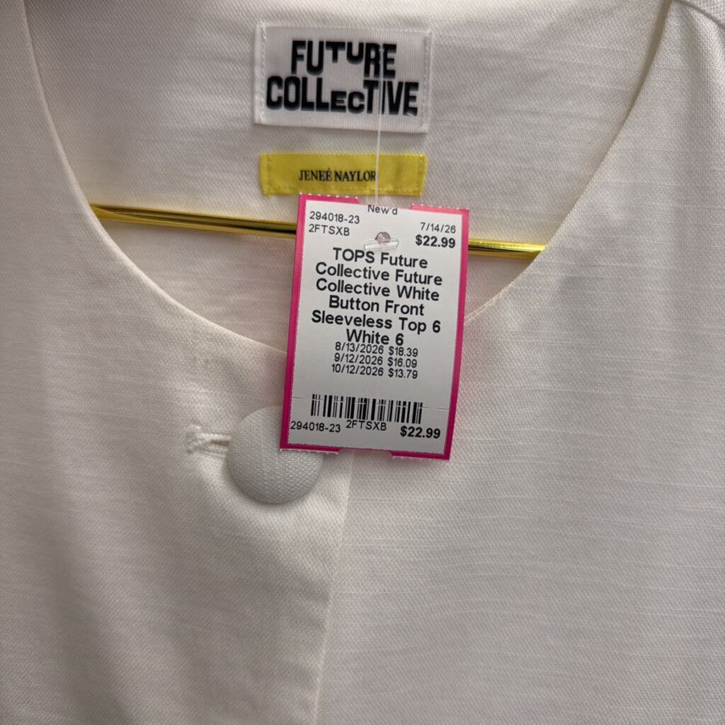 Future Collective White Button Front Sleeveless Top 6