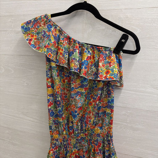 Mademoiselle Hortense Saint Barth Multi Color Floral Print One Shoulder Dress Extra Small