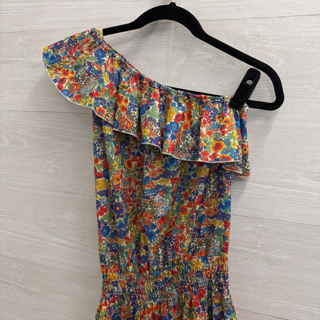 Mademoiselle Hortense Saint Barth Multi Color Floral Print One Shoulder Dress Extra Small