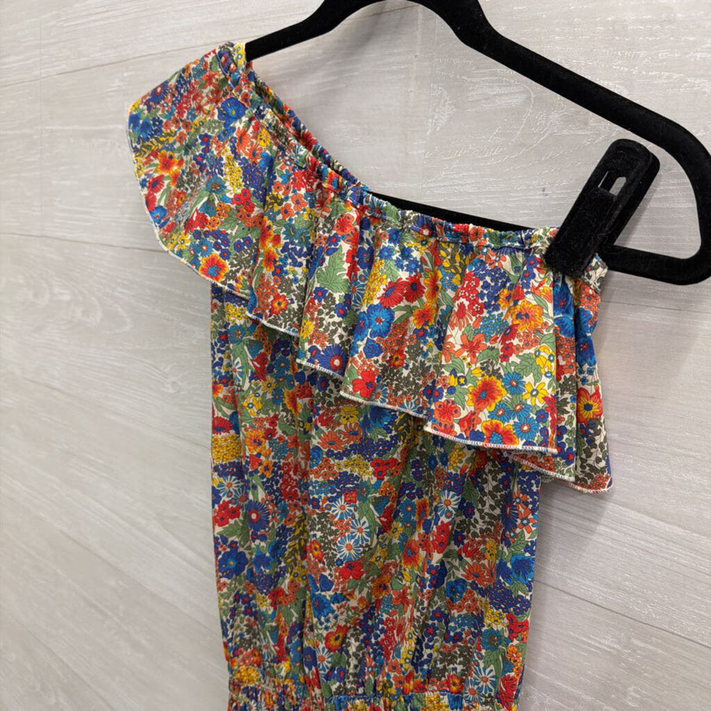 Mademoiselle Hortense Saint Barth Multi Color Floral Print One Shoulder Dress Extra Small