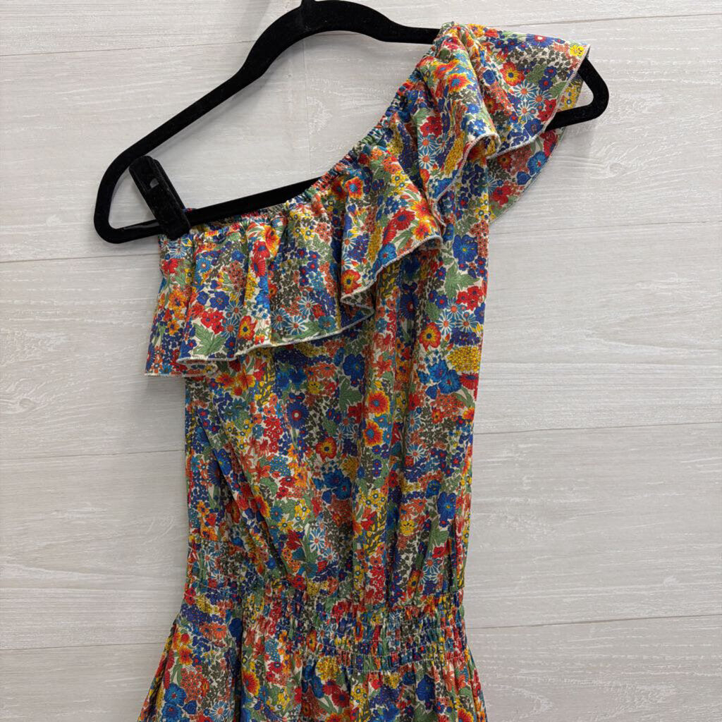 Mademoiselle Hortense Saint Barth Multi Color Floral Print One Shoulder Dress Extra Small