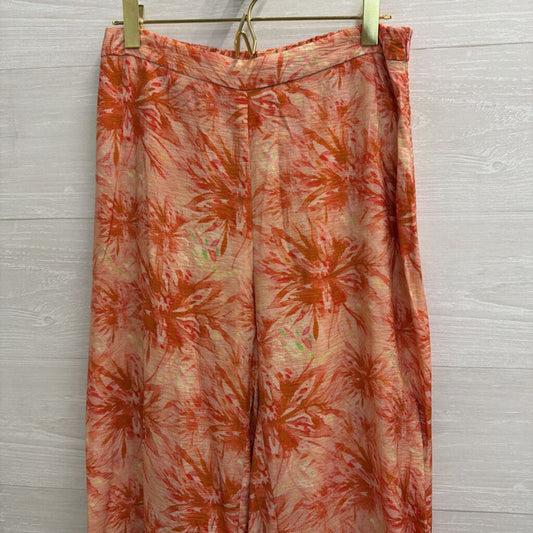 Lucy Paris Orange Print Wide Leg Pants Small