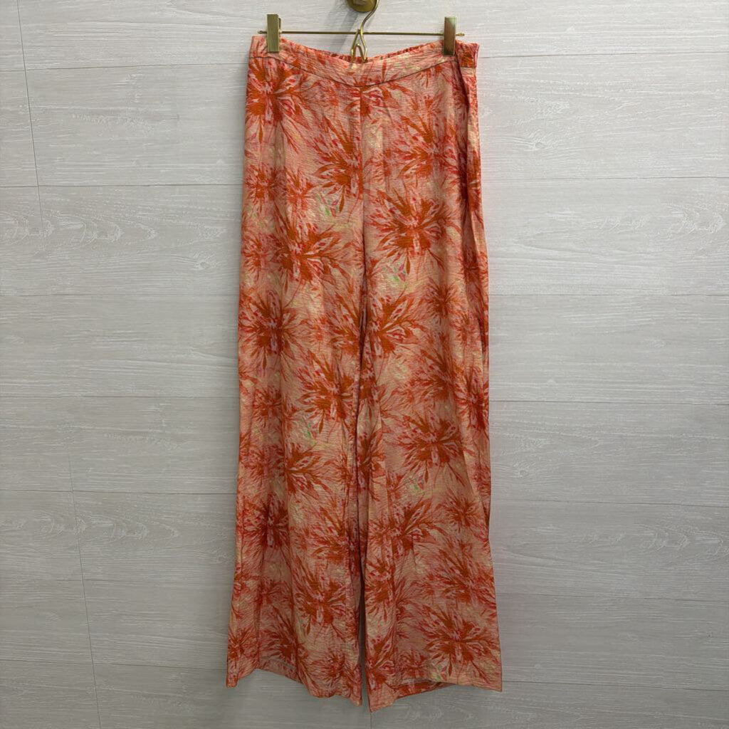 Lucy Paris Orange Print Wide Leg Pants Small