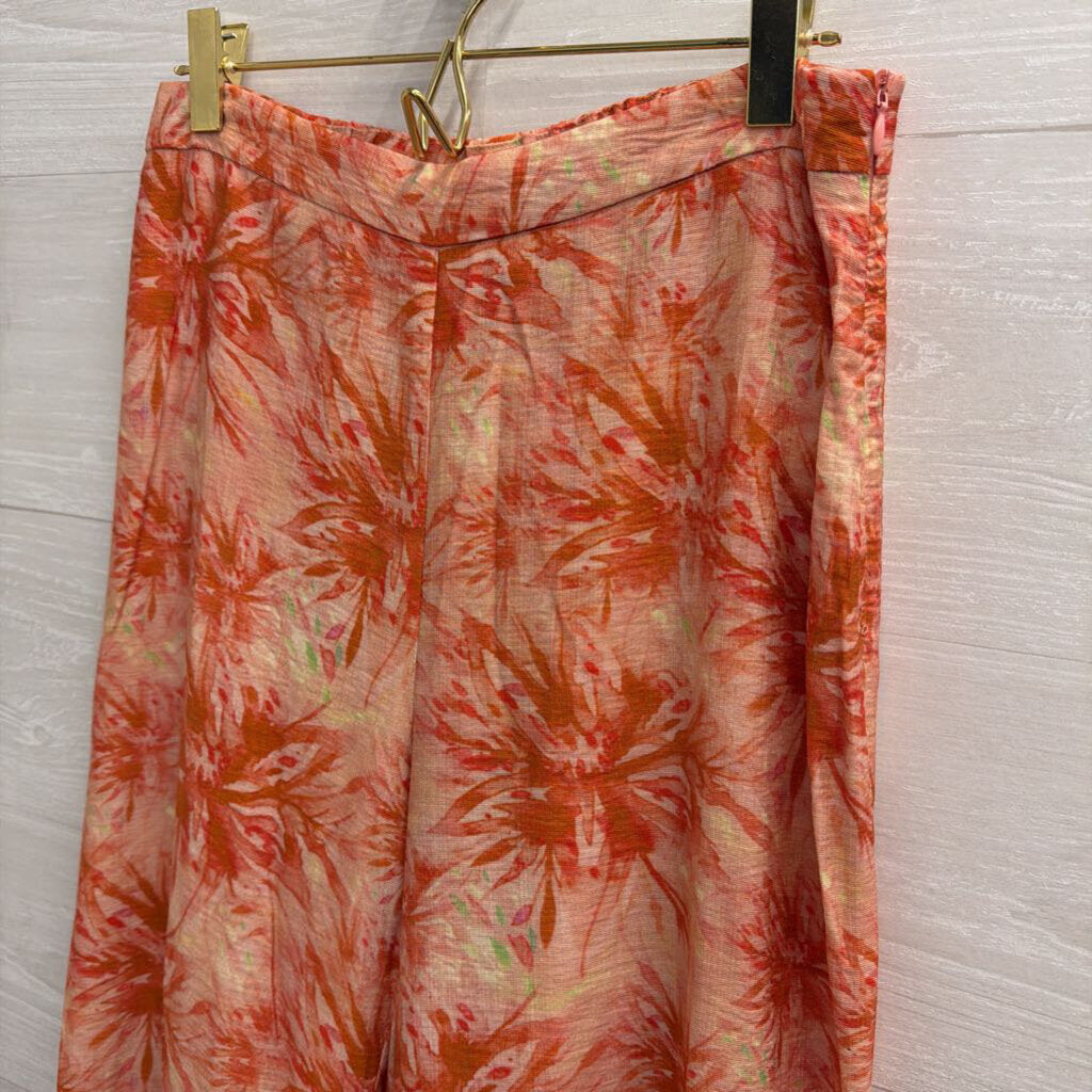 Lucy Paris Orange Print Wide Leg Pants Small