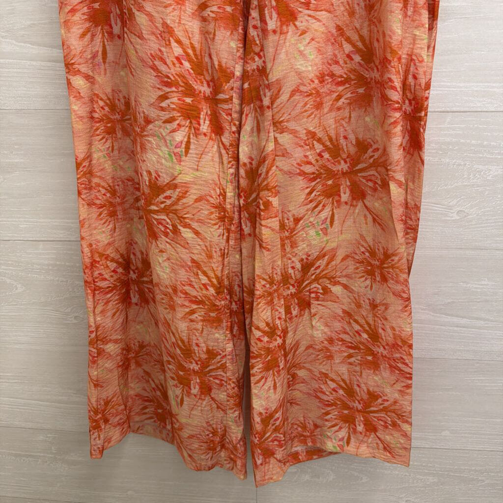 Lucy Paris Orange Print Wide Leg Pants Small