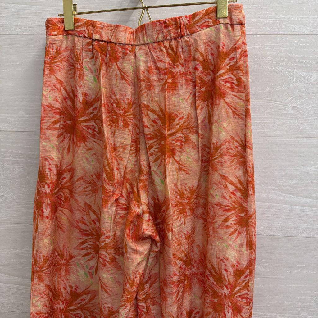 Lucy Paris Orange Print Wide Leg Pants Small