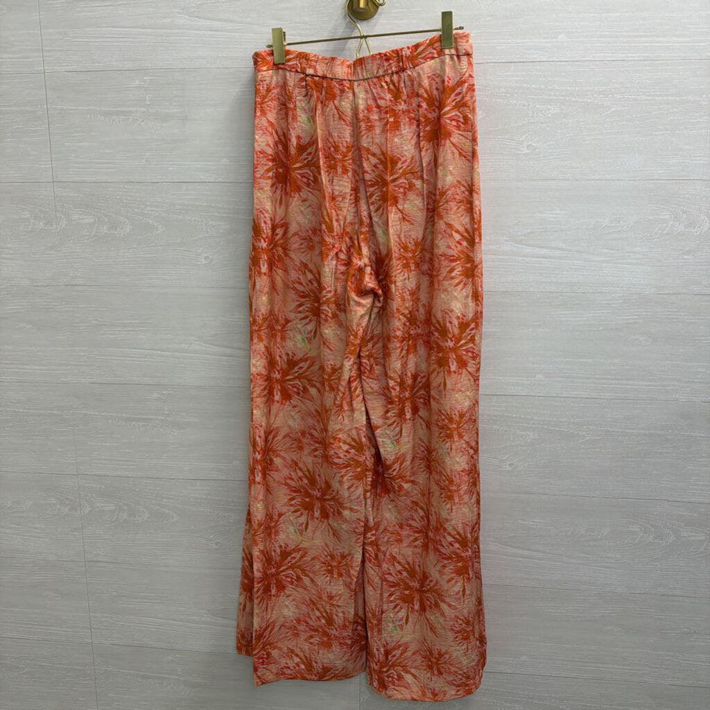 Lucy Paris Orange Print Wide Leg Pants Small