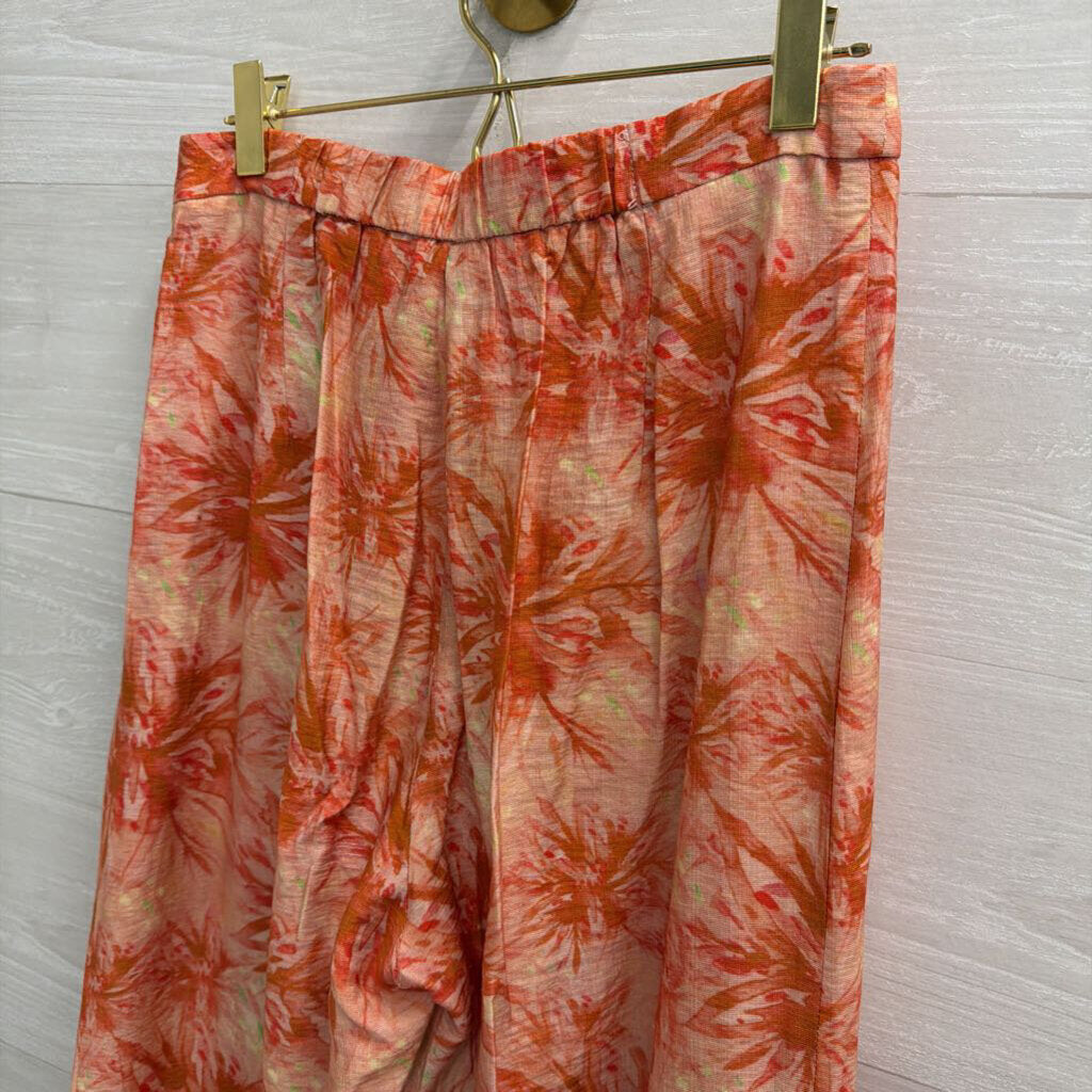 Lucy Paris Orange Print Wide Leg Pants Small