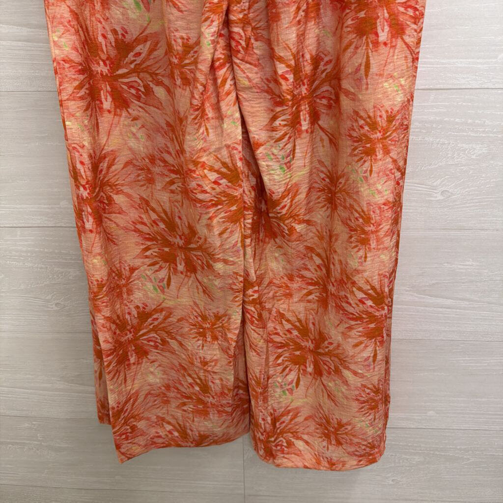 Lucy Paris Orange Print Wide Leg Pants Small