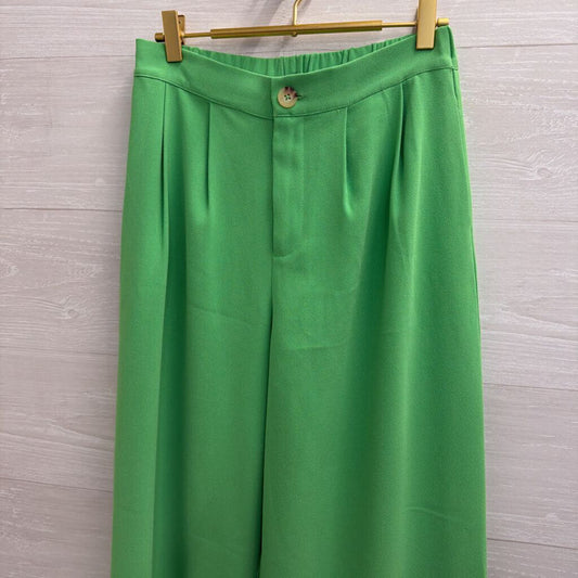 Central Park West Bright Green Wide Leg Pants Extra Small