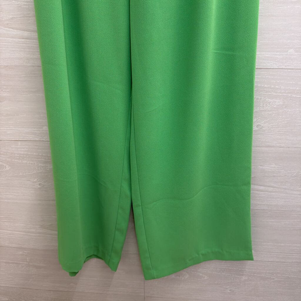 Central Park West Bright Green Wide Leg Pants Extra Small