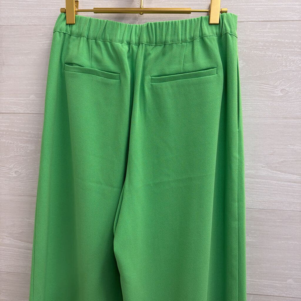 Central Park West Bright Green Wide Leg Pants Extra Small