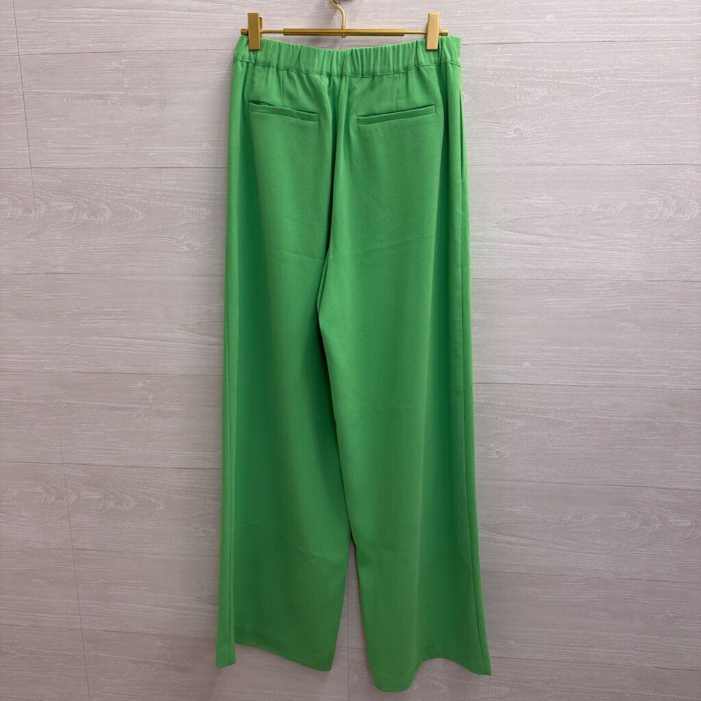 Central Park West Bright Green Wide Leg Pants Extra Small