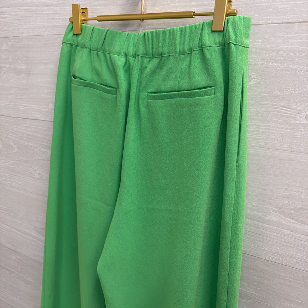 Central Park West Bright Green Wide Leg Pants Extra Small