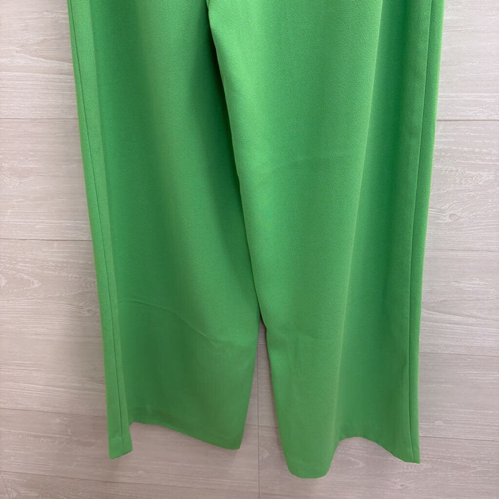 Central Park West Bright Green Wide Leg Pants Extra Small