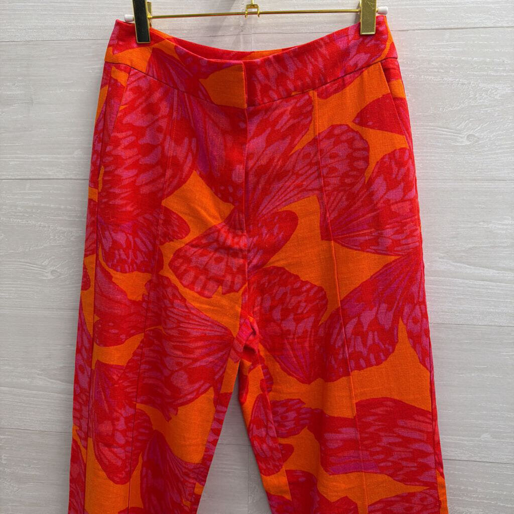 Scoop Red/ Orange Print Wide Leg Pants Extra Small