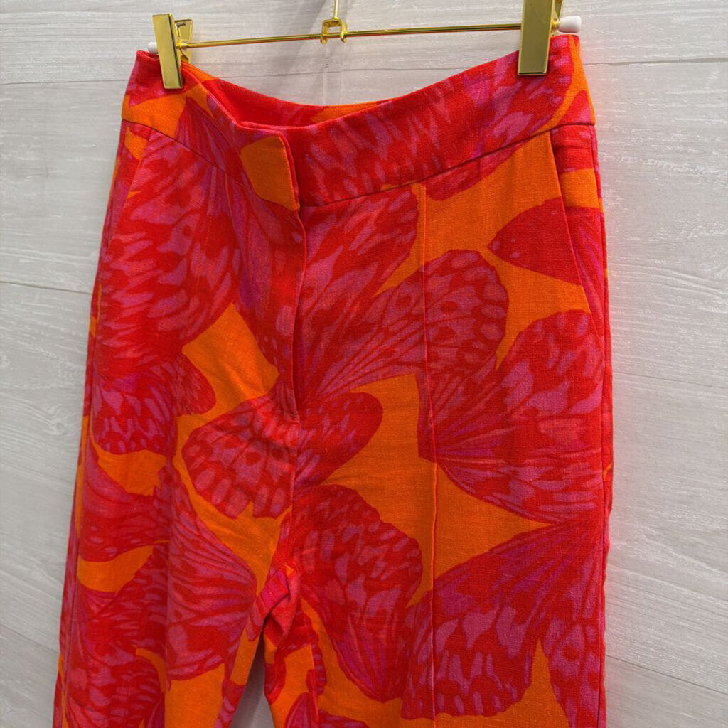 Scoop Red/ Orange Print Wide Leg Pants Extra Small