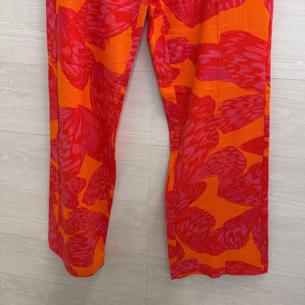 Scoop Red/ Orange Print Wide Leg Pants Extra Small