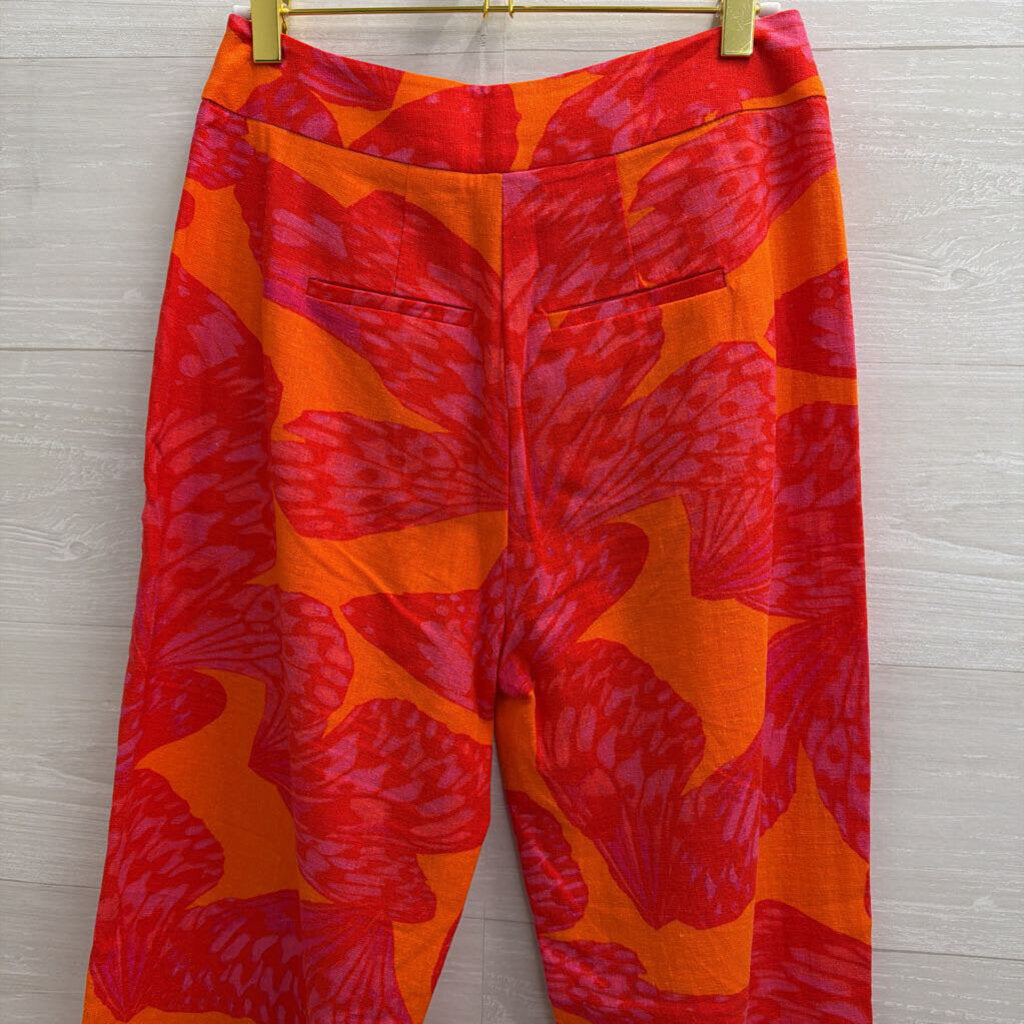 Scoop Red/ Orange Print Wide Leg Pants Extra Small